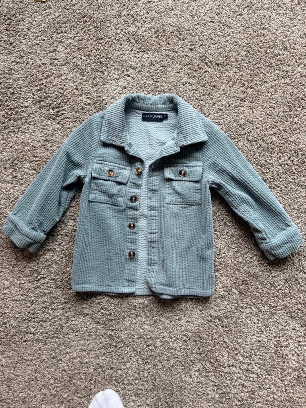 Lenox James Kids' sage green corduroy Button-Front Jacket